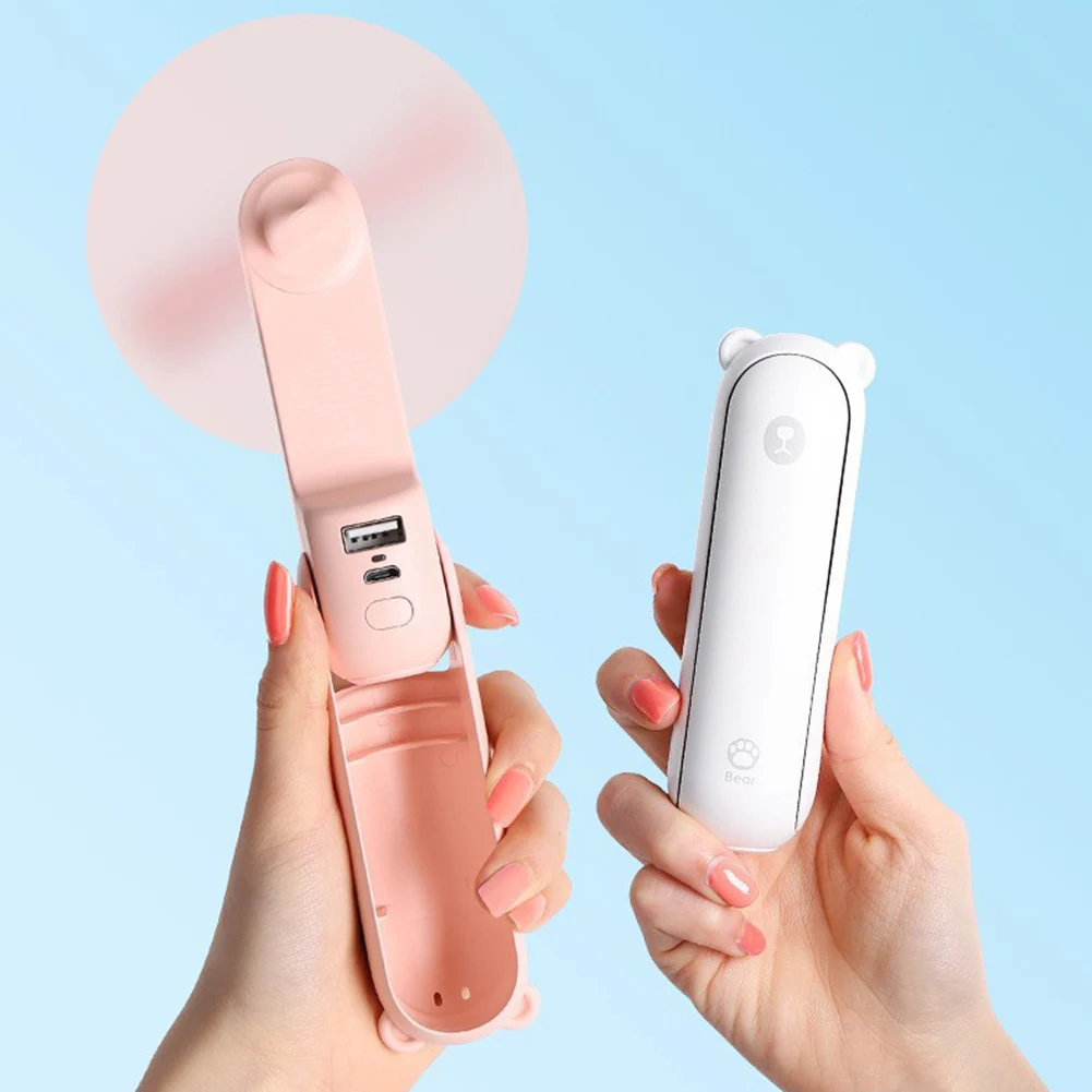 

Mini Fan Portable Fan 4800mAh Enduring Silent Foldable USB Rechargeable with Power Bank and Flashlight Function