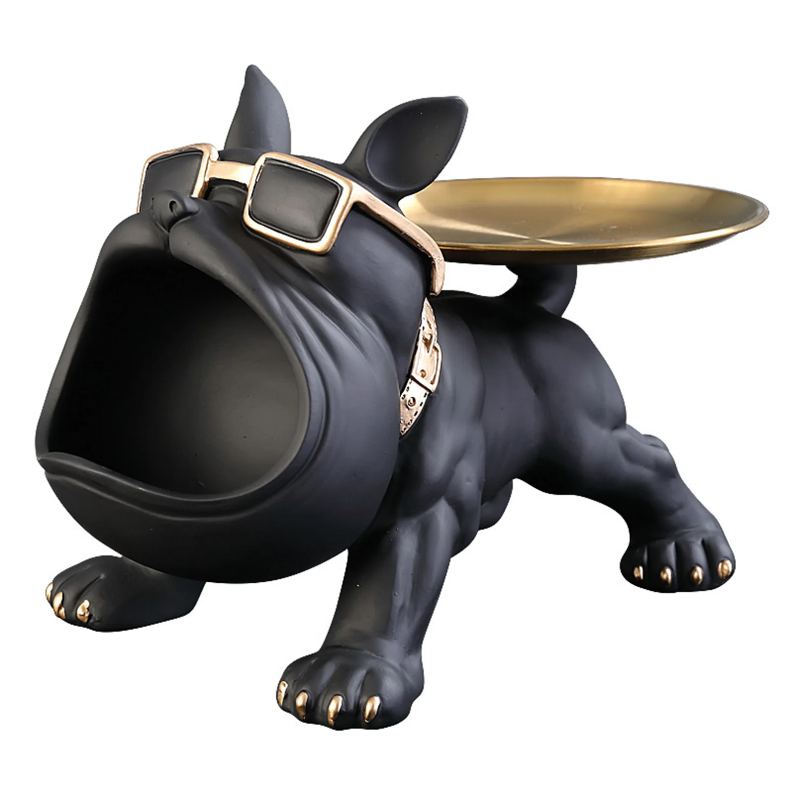 

Animal Resin Sculputre Storage Tray Big Mouth Dog Figurine Craft Ornament for Office Living Room Bedroom pjop