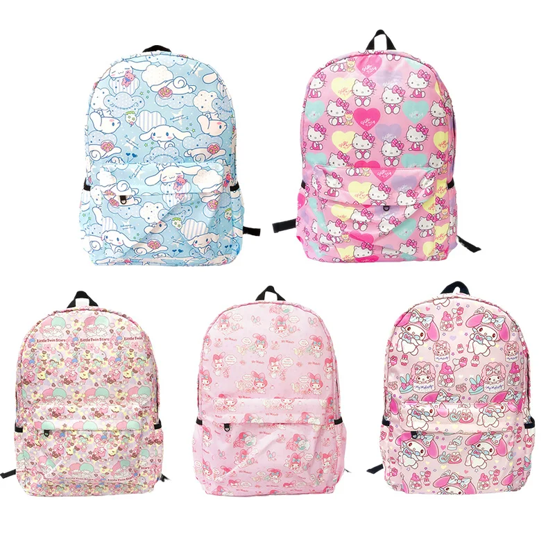 

New Sanrioed Hellokittys Mymelody Cinnamoroll Littletwinstars Student Backpack School Bag Lightweight Waterproof Cloth Backpack