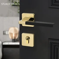 1 set american style zinc alloy door lock indoor mute anti theft bathroom door handle lock furniture hardware accessories