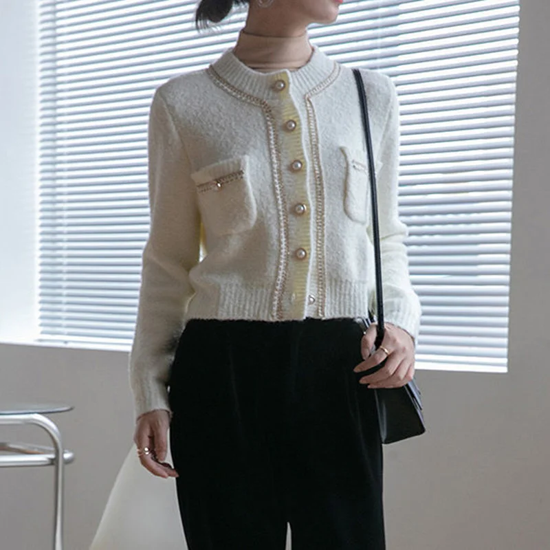 Женский трикотажный топ универсальный кардиган в классическом французском