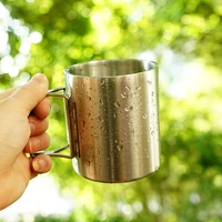 outdoor camping mug 304 stainless steel folding double layer insulated coffee mug barbecue beer mug mountaineering water mug