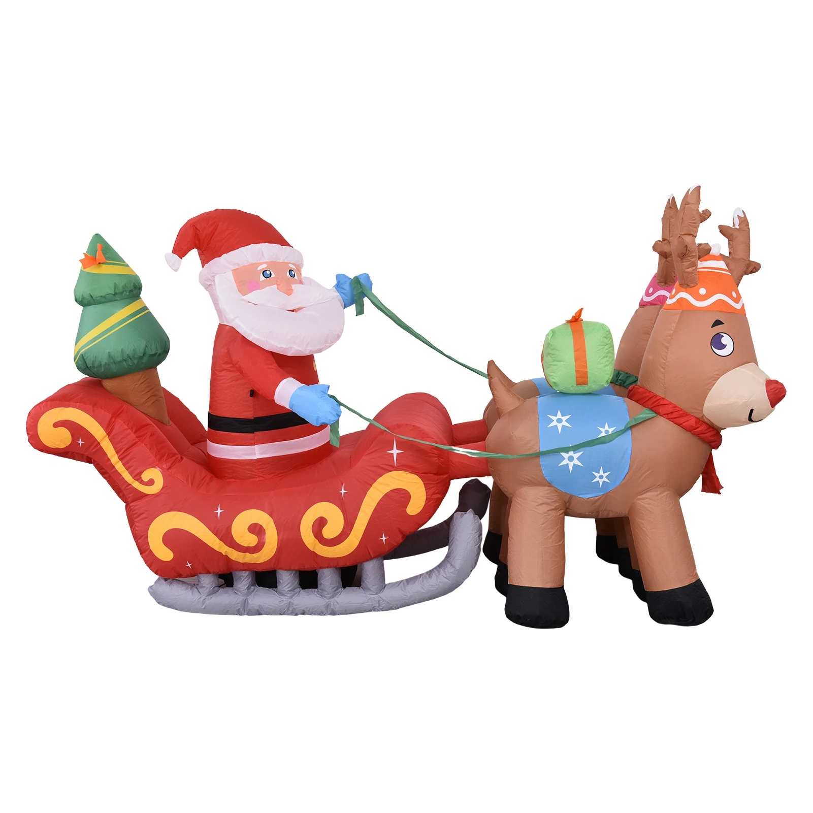 

Рождественский надувной Санта-Клаус и олень высотой 7 футов, очаровательное рождественское уличное украшение, Надувное украшение двора со ...