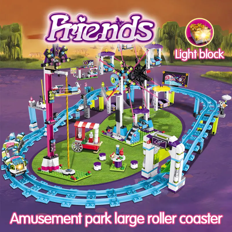 

Friends Amusement Park Bricks Roller Coaster Building Blocks Compatible 41130 Figures Model Hobbies Toys For Children Girls
