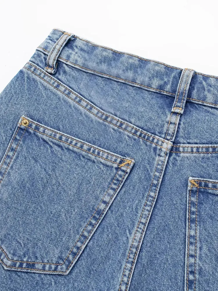 PAILETE Women 2023 fashion with pockets denim shorts vintage high waist zipper fly female short pants mujer