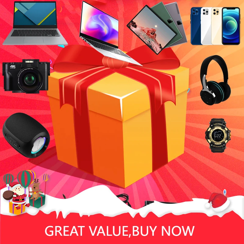 

2022 New Year Gift Lucky Box-Mysterious Box Surprise Gifts Drones Gamepads Headset Notebook Mobile Phones Smart Watches Birthday
