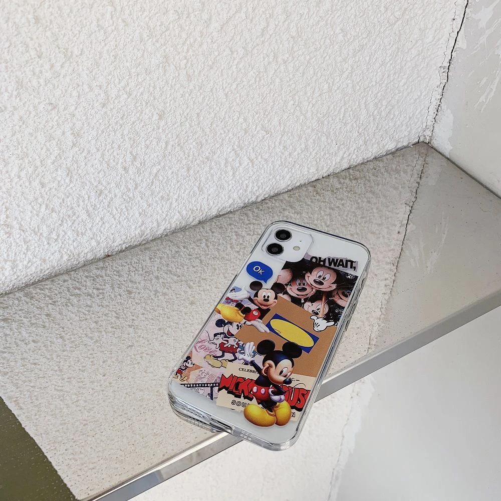 Mickey Disney Clear Phone Case For iPhone 11 12 13 14 Pro MAX 12 13 Mini XR X XS Max 5 6 6s 7 8 14 Plus Luxury Soft Cover Coque