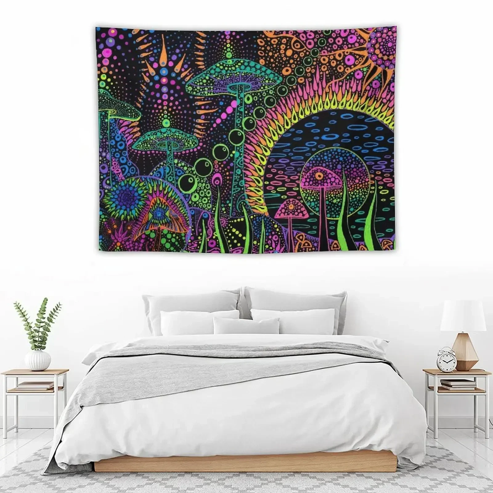 Гобелен с грибами и пейзажем эстетический декор для комнаты на стене украшения