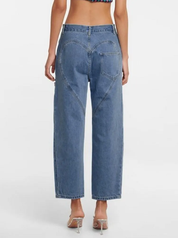 Джинсы XIZIHUPAN Женские повседневные лоскутные брюки из денима с бриллиантами