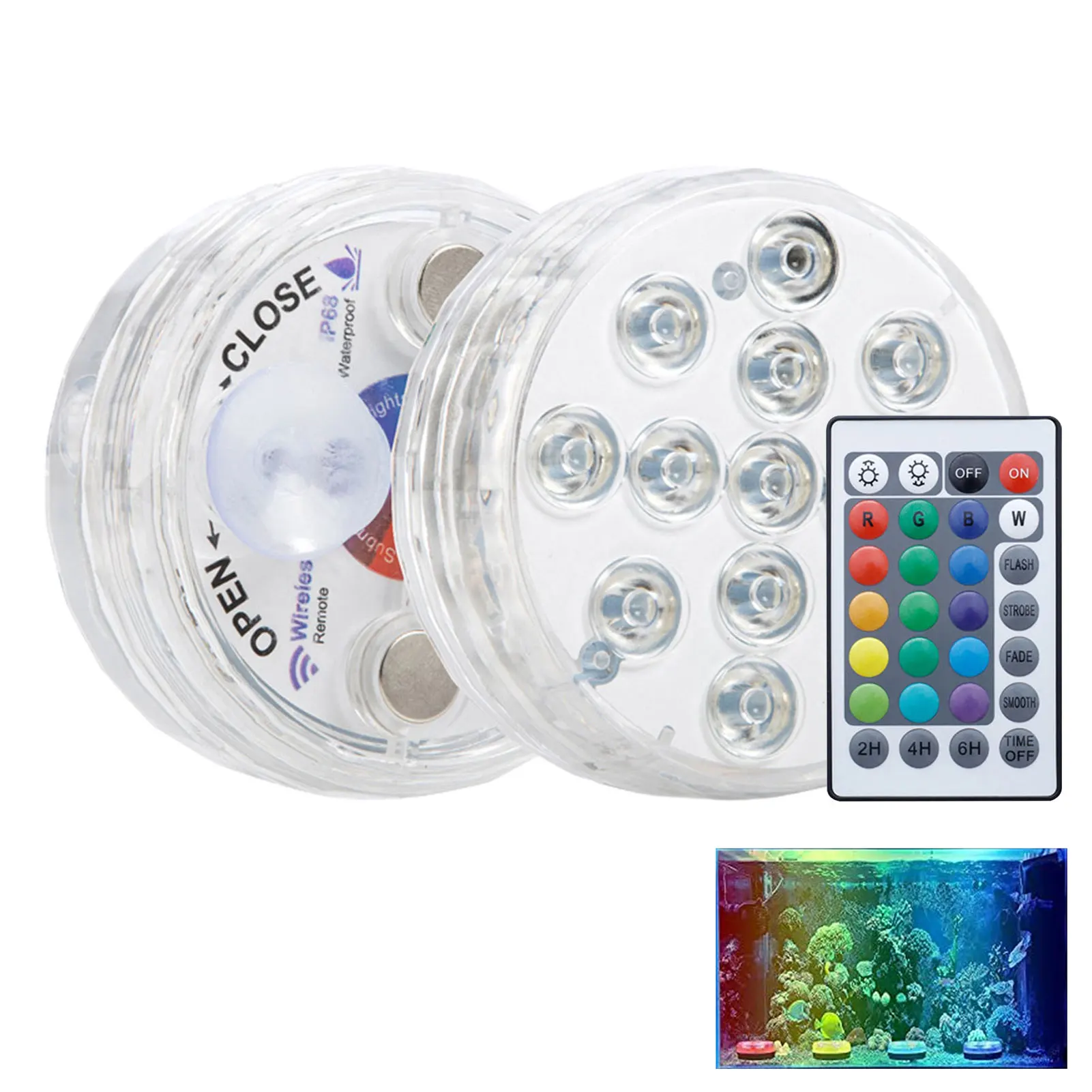 

Submersible LED Lights 13 LEDs Pool Lighting With RF Remote Control LED Pool Light With Magnets Suction Cups 16 Color Changing