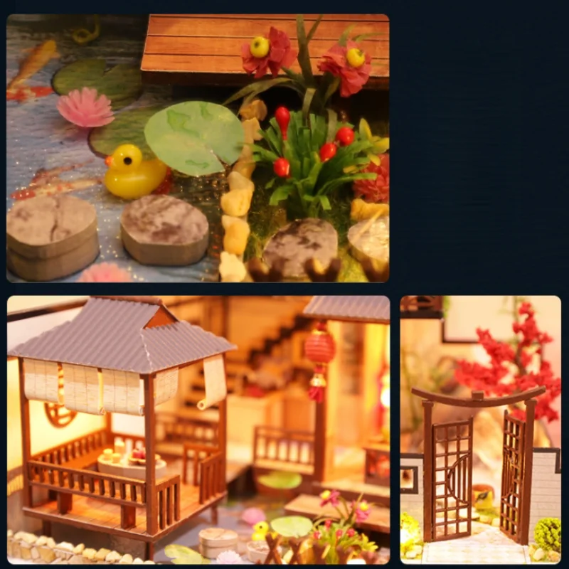 Фото OUZEY Oriental Forest Retreat DIY, 3D деревянный дом-чердак, большая винтажная модель для подростков №5