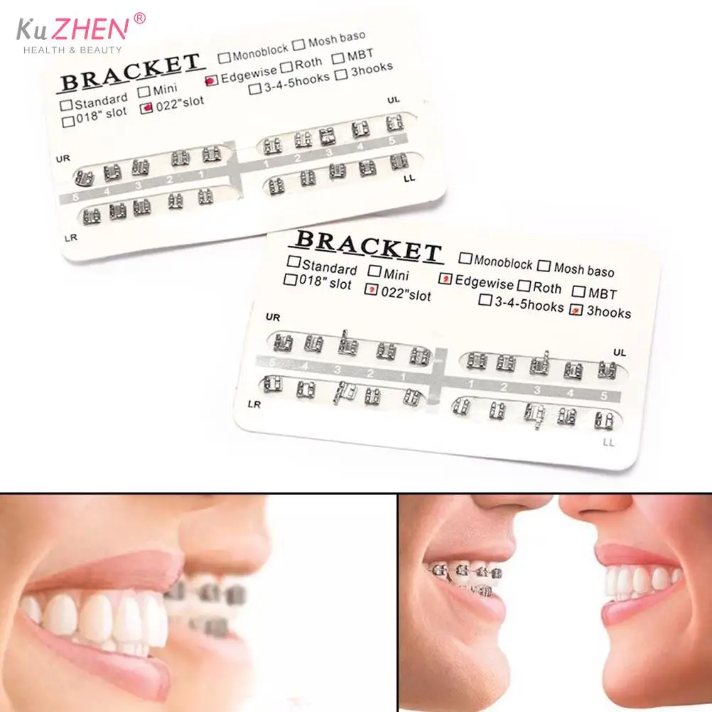 

20pcs/pack Metal Dental Orthodontics Metal Brackets Braces Mini Roth/MBT/Edgewise Style1#,2# Orthodontic Bracket