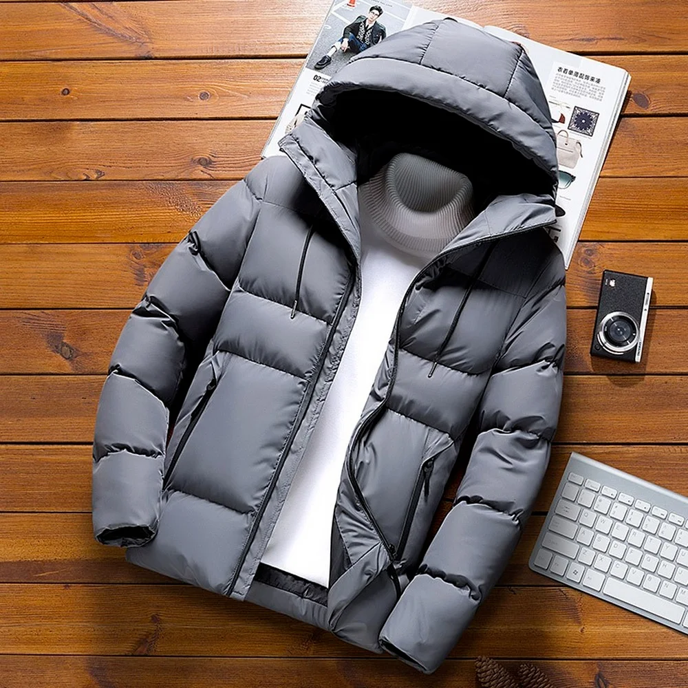 

2023 Utumn Jackets for Men Hooded Lightweight Cotton Padded Coats Men Fall Warm Jackets Solid Color Puffer Jacket Men Clothes