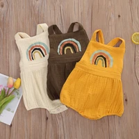 2020 baby summer clothing 0 24m newborn infant baby girl boy rainbow romper jumpsuit cotton linen overalls sleeveless clothes