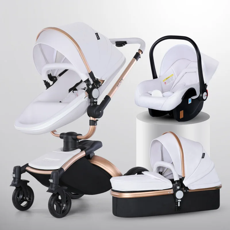 AULON High Landscape Baby Stroller 3 in 1 With Car Seat and Stroller Luxury Infant Stroller Set Newborn Baby Car Seat Trolley