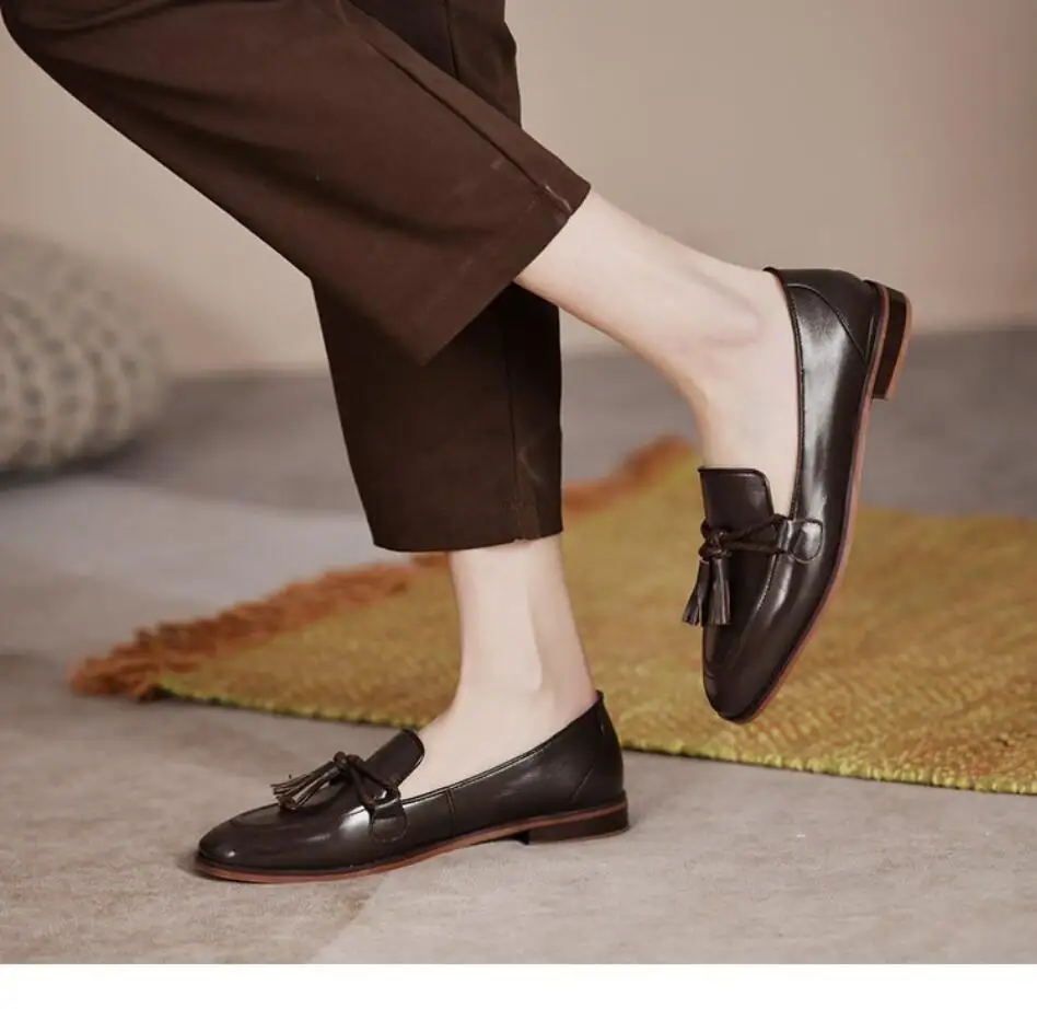 Fashion Square-toed loafers Women Flats Shoes Classic Women Shoes PU Leather Casual Single Summer Ballerina Shallow Mouth Shoes