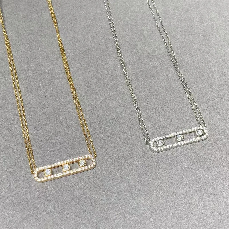 

Классическое модное мобильное ожерелье с подвеской из циркония и двойной цепочкой Оригинальное высококачественное изысканное женское праздничное ожерелье