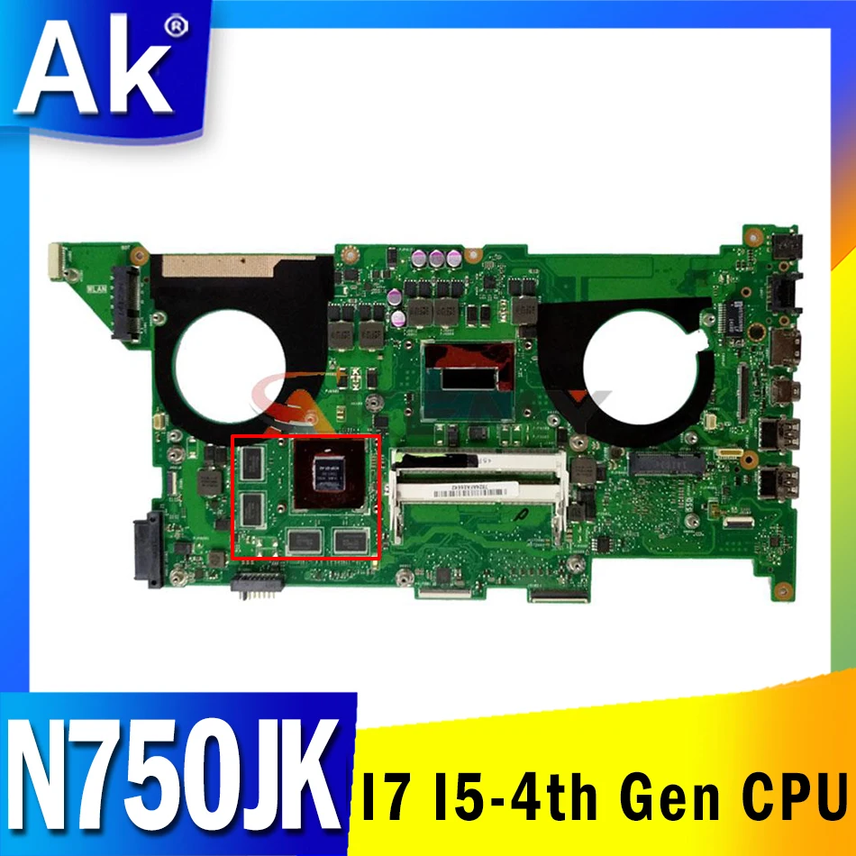

N750JK Laptop Motherboard for ASUS N750JV N750JK N750J G750JV Mainboard VGPU I7-4700H I7-4710H I5-4200H CPU