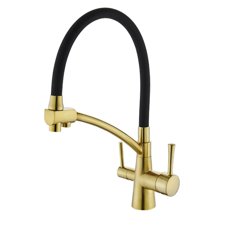 

Filter Kitchen Faucet Brushed Gold 360 Swivel Pure Water Faucets for Kitchen Black Pull Down Purification Water Mixer Tap