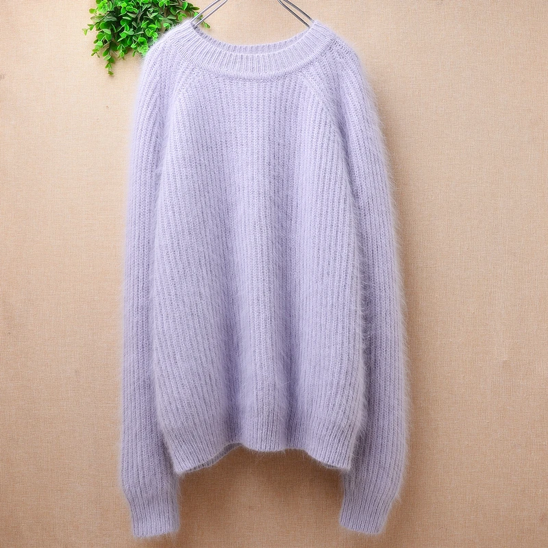 Женская осенне-зимняя одежда волосатый ангорский кролик вязаный свободный