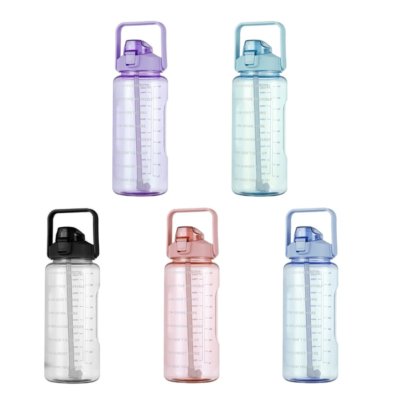 

Leakproof Drinking Bottle Large Capacity Water Bottle with Marker and Straw Motivational Hydration Trackers Jugs Dropship