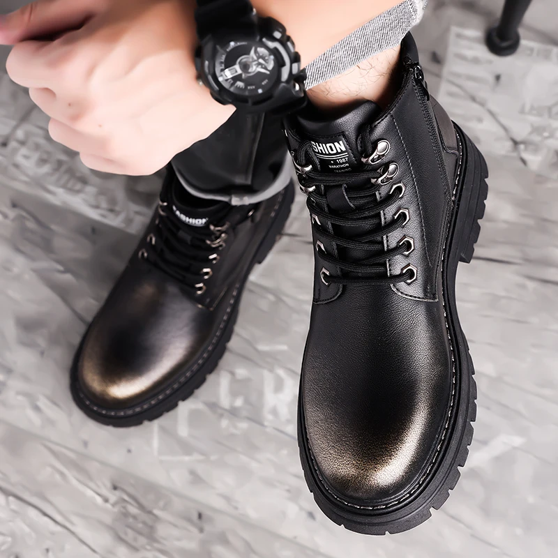 Мужские зимние ботинки из натуральной кожи