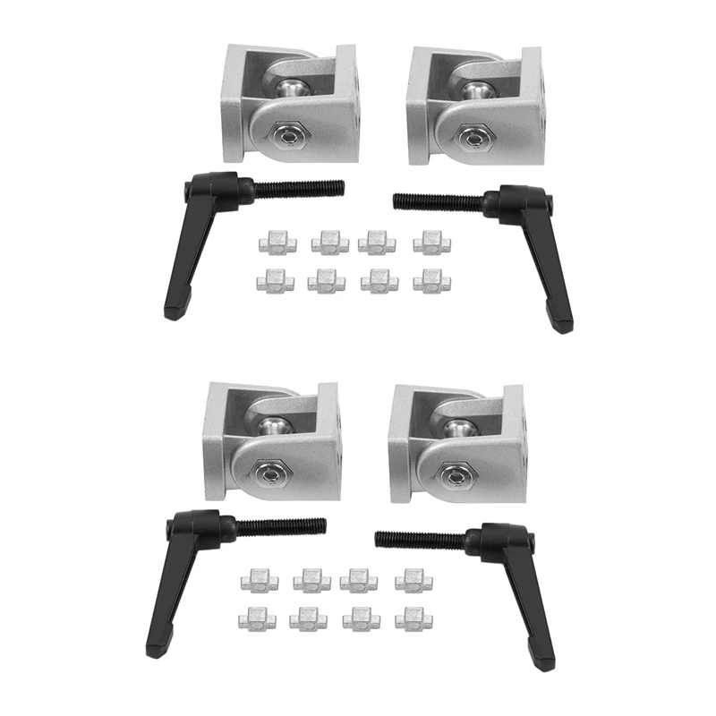 

Promotion! 4Pcs Die Cast Aluminum Flexible Pivot Joint Connector With Handle Corner Hinge For Aluminum Extrusion Profile 40S