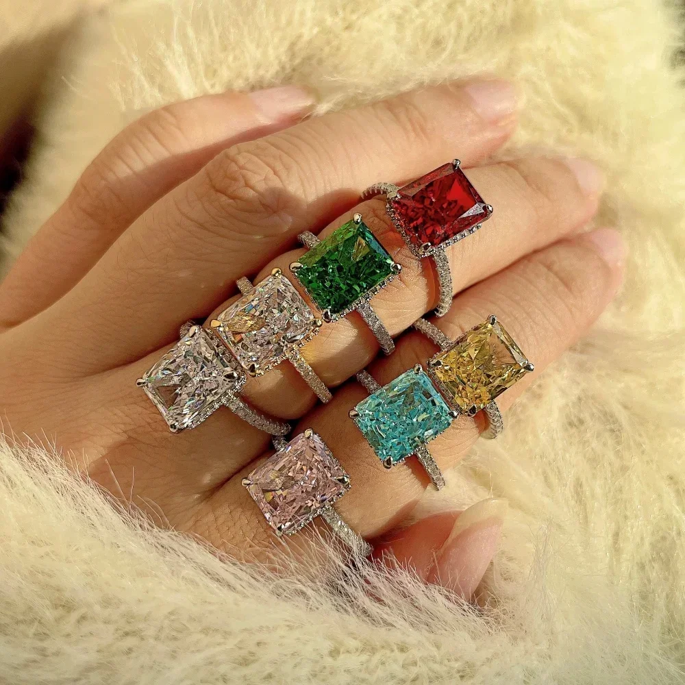 Блестящие модные серебряные кольца S925 ювелирные изделия женские бриллианты с