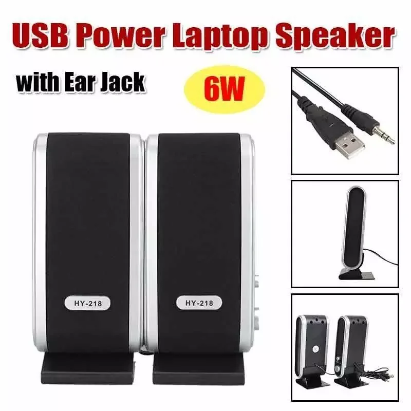 

2 Pcs USB Power Computer speakers 3.5mm With Ear Jack Laptop Stereo Sound wired Speaker amplified speakers for laptop computer