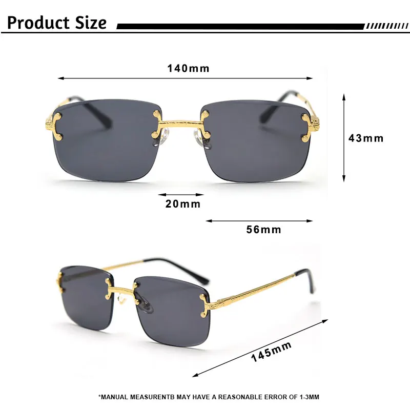 HBK Новые солнцезащитные очки без оправы квадратные мужские и женские градиентные