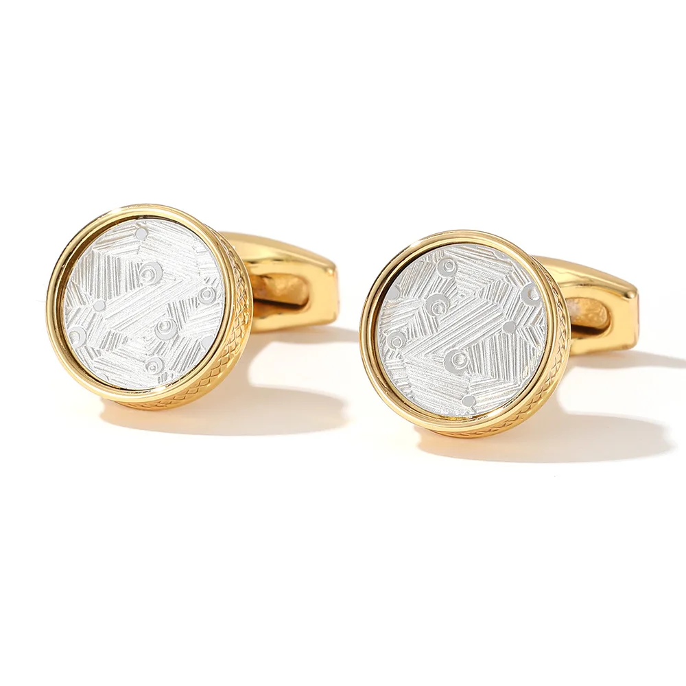 

New French Round Cufflinks Men's Business Banquet Shirt Suits Jewelry High-quality Fashion Men Wedding Accessories Gifts