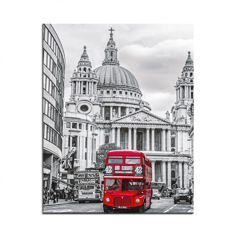 Принты с лондонским ландшафтом украшение для киоска красным телефоном