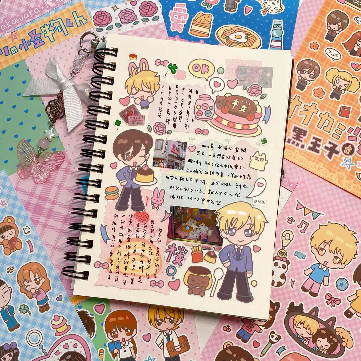 WAKAWAKA 6 шт. кавайные наклейки с персонажами для скрапбукинга пятью галстуками