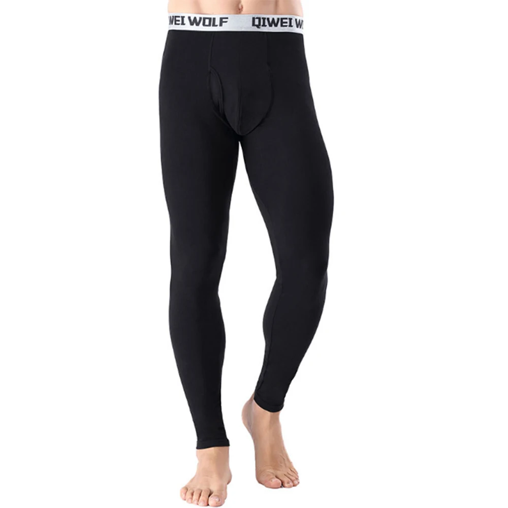 

Men Slim Fit Warm Long Johns Pants Solid Mid Waist Thermal Leggings Tight Winter Autum Thermal Breathable Underwear Homewear A50