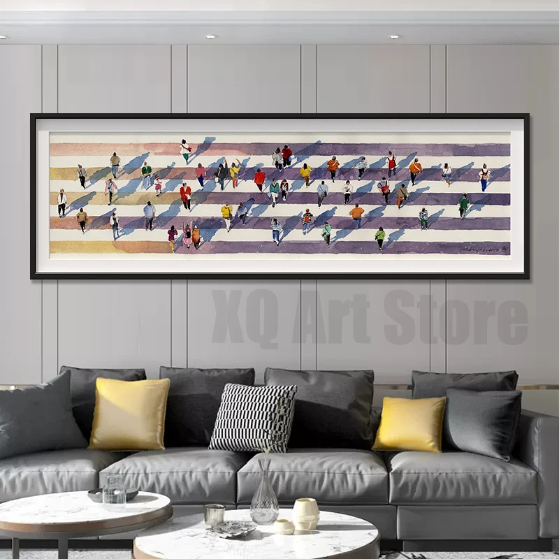 

Pedestrian Crossing Original Artwork Watercolor Prints Figurative Art People Canvas Painting Contemporary Art Home Room Decor