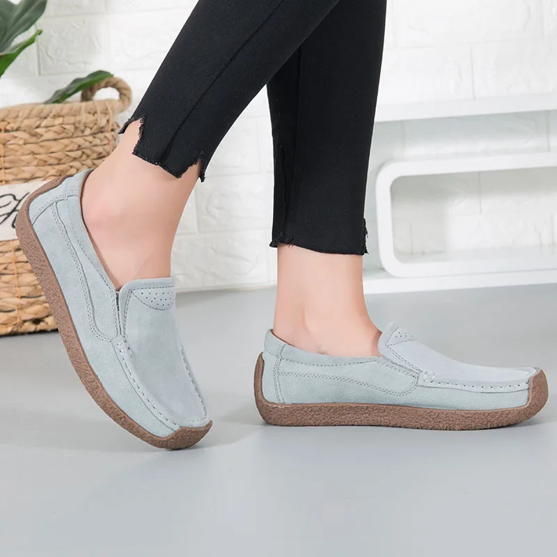 2023 Spring Summer Women Shoes Flats Loafers Platform Sneakers Luxury Suede Leather Women Casual Shoes Slip On Flats Moccasins