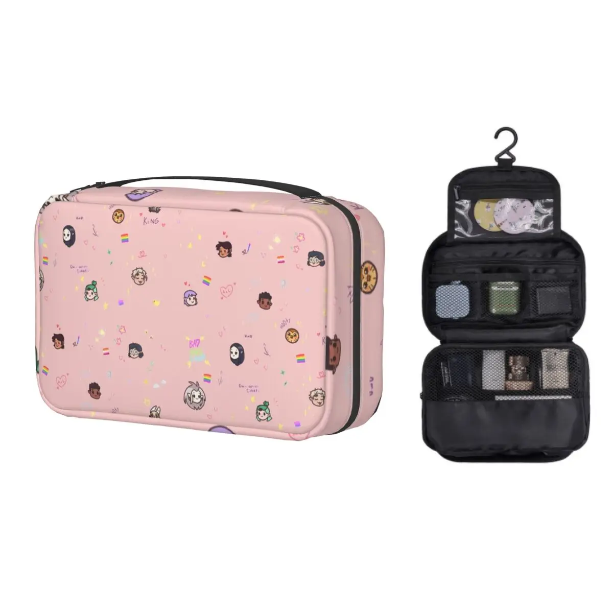 

Custom Pink The Owl House TV Show Travel Cosmetic Bag Women Makeup Toiletry Organizer Lady Beauty Storage Dopp Kit