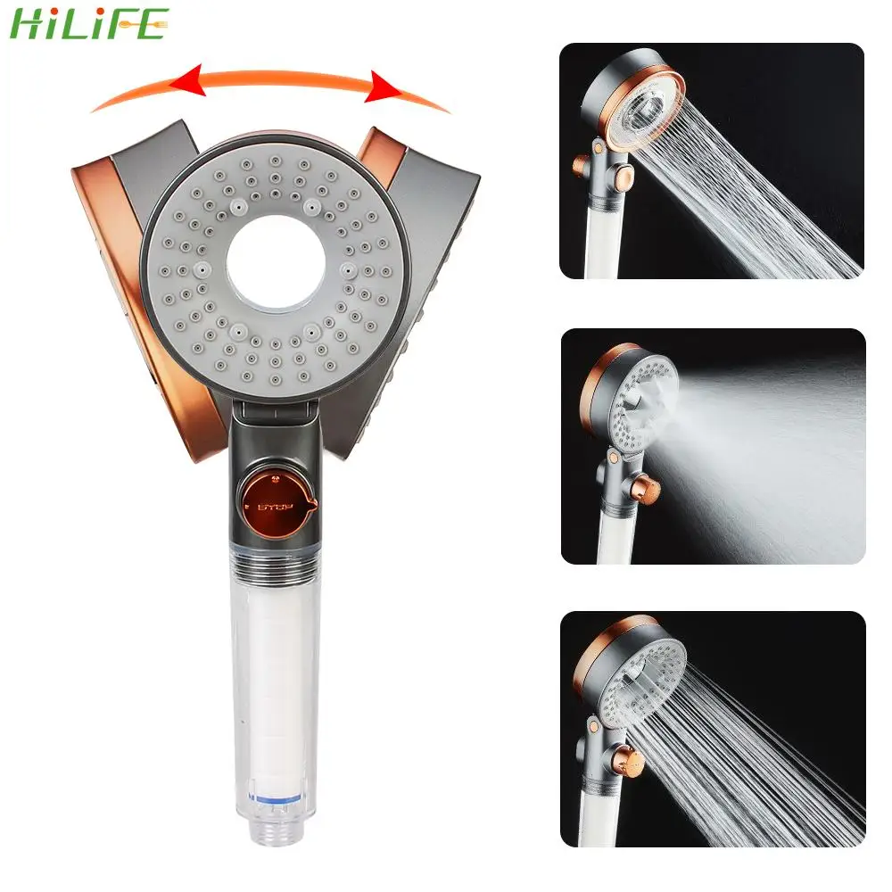 

Water Saving 3 Modes Double-Sided Shower Head One-Button Stop High Pressure Spray Nozzle Hand Held Adjustale Round Rainfall
