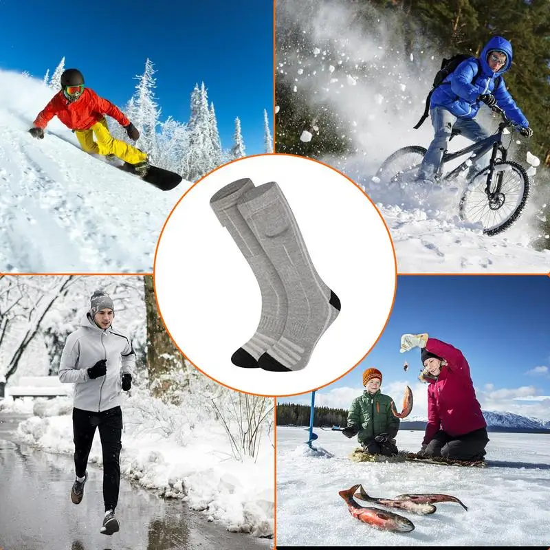1Pair Men Women Battery USB Charging Thermal Leg Self Heating Socks Winter Cycling Electric Heated Socks Foot Warmer Socking