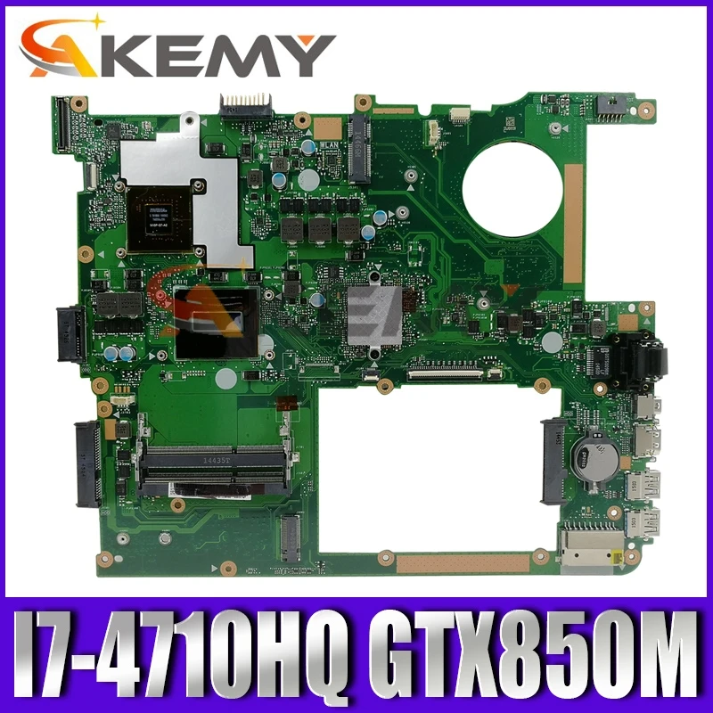 

Akemy N751JK Laptop motherboard For Asus N751JK N751J N751 Test original mainboard I7-4710HQ GTX850M EDP