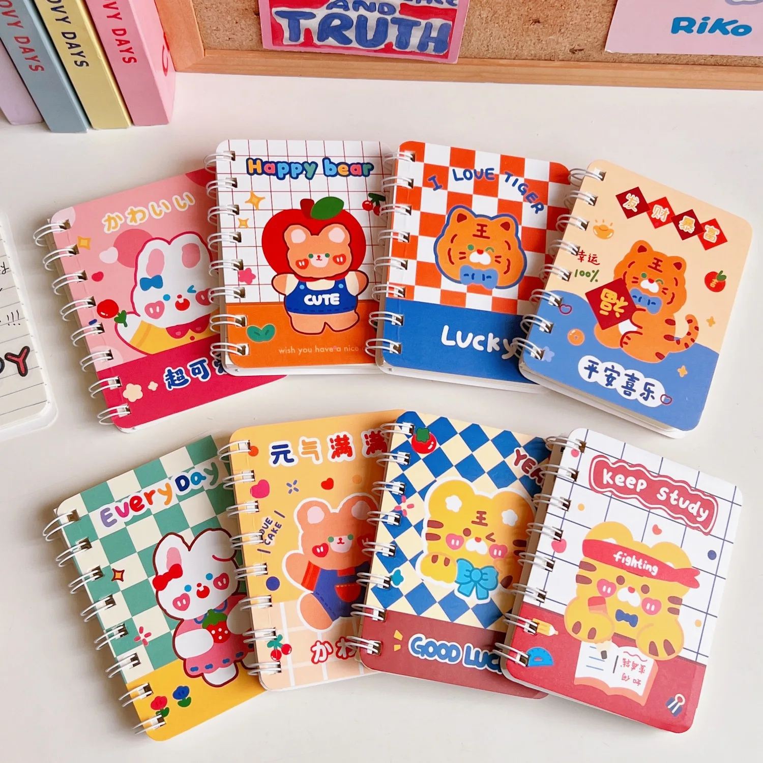 Мини-блокнот с листьями милый мультяшный блокнот-планировщик милым тигром