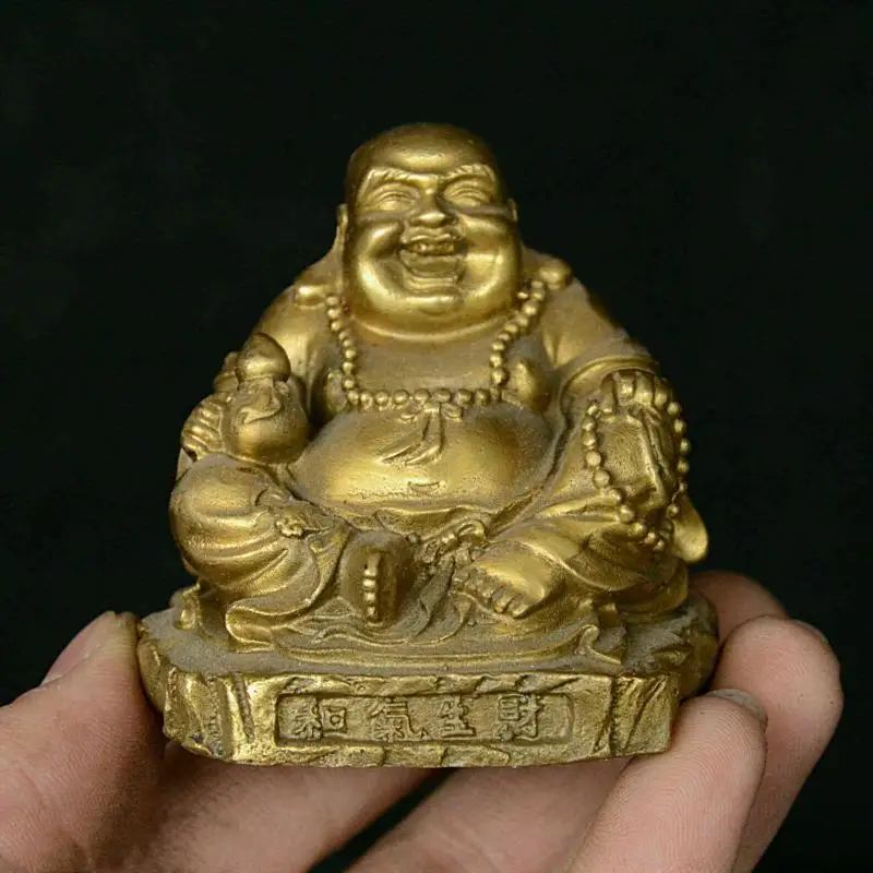 

Старый стиль, медная бронзовая счастливая смешная Тыква Будды Maitreya, статуи таута для украшения, коллекционные украшения