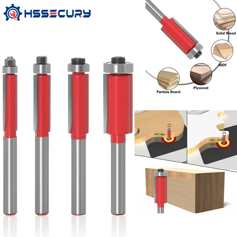 

Нож Обрезной с деревянным подшипником и хвостовиком 6 мм, 1/4 дюйма/4 шт.