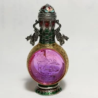 china elaboration tibetan silver statue inlay gems snuff bottle metal crafts home decoration57