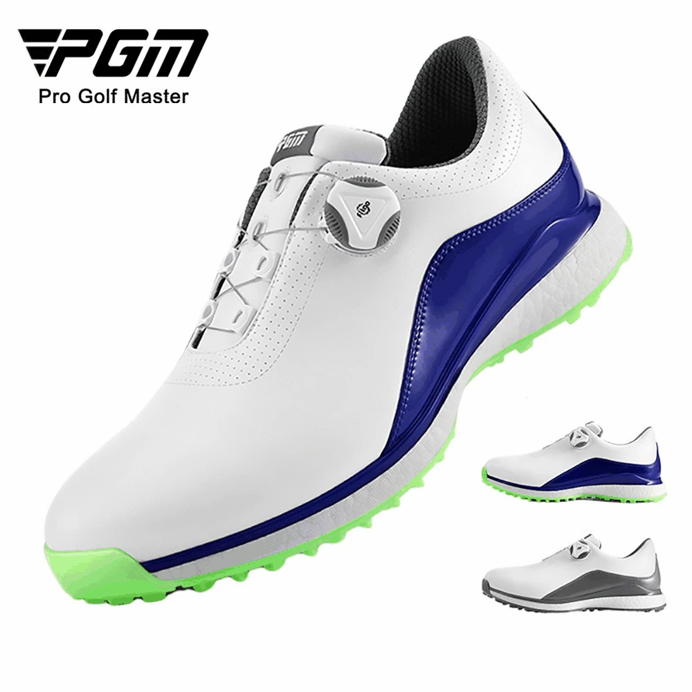 PGM Men Golf Shoes Popcorn Midsole Anti-Skid Spike Waterproof Breathable Quick Lacing Casual Sneakers Sports Training Shoe