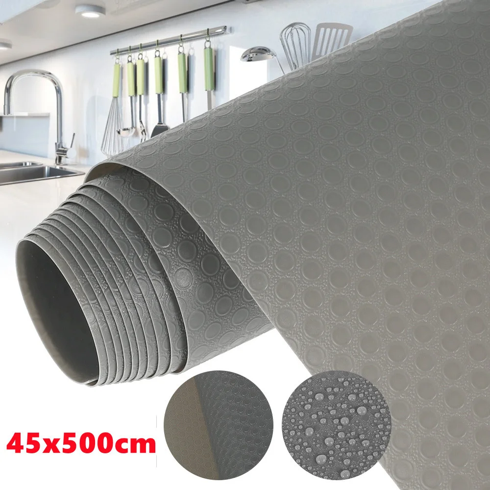 45x500cm Reusable Shelf Cover Liners Cabinet Drawer Mat Moisture-Proof Waterproof Dust Anti-Slip Fridge Mat Kitchen Table Pad
