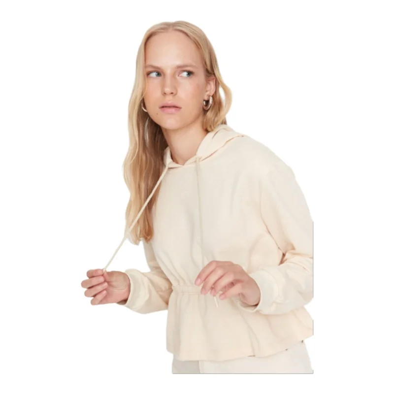 Trendyol TYZA Women's Hoodies &amp Sweatshirts Casual Off-Shoulder Plain 2 Yarn Without Shard Hood Regular Fit Children's Clothing