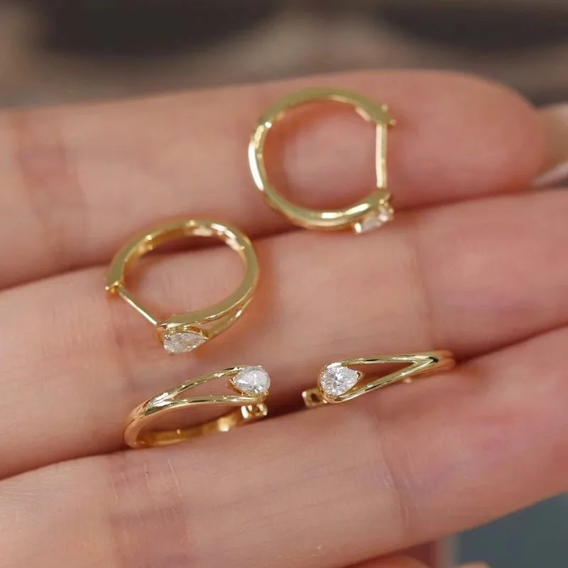 Модные циркониевые серьги-кольца в форме капли воды для женщин и девушек