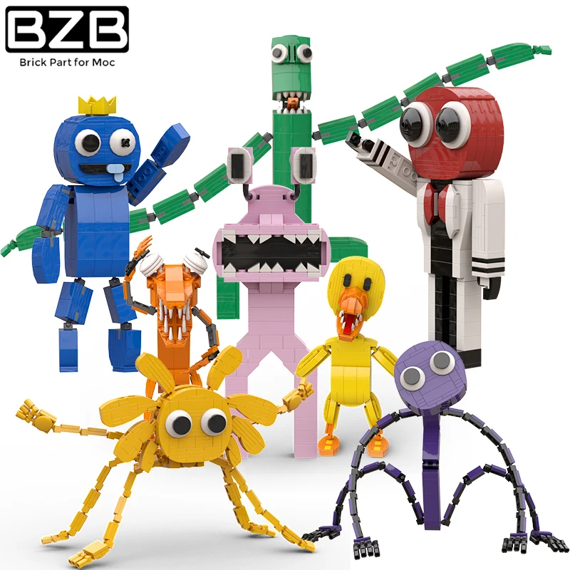 

BZB MOC Cartoon Adventure Game World Animal Doll Building Block Set Rainbow-Friend Blue Green Figure Monster Brick Model Kid Toy