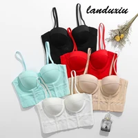 popular womens sports bra stretch mesh breathable underwear with steel ring net red fishbone camisole landuxiu